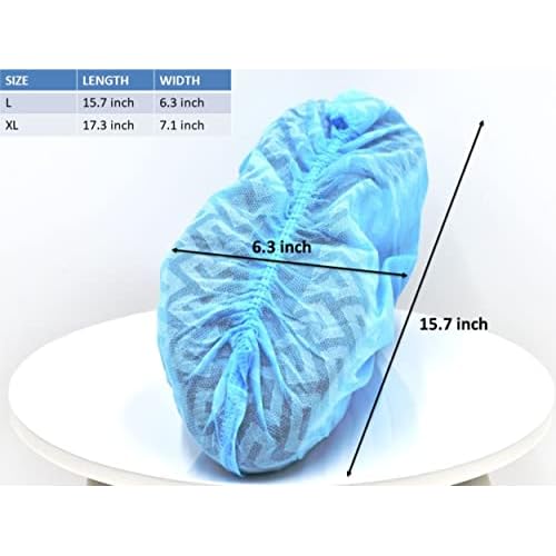 X-Large Premium 500 Pack(250Pairs) Disposable Boot & Shoe Covers - Durable, Water Resistant, non-slip, non-toxic, Recyclable, blue, stretchable fits US Men Size 11 and UP