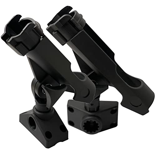 HiUmi Black 2 Pack Baitcaster & Spinning Rod Holders with Side Deck Mount