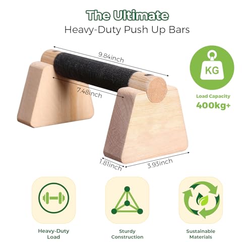 Wooden Parallettes Bars - Premium Push Up Handles for Strength & Balance - 25CM
