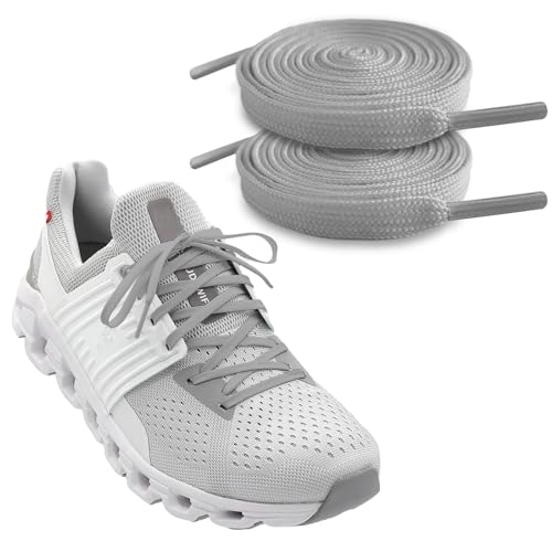 Flat Thin 47 Inch Grey Shoe Laces for On Cloud Sneakers