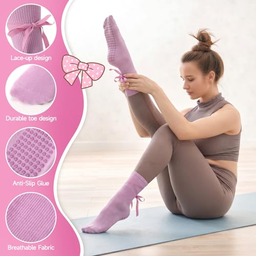 Pilates Socks with Grips for Women - Crisscross Strap - 6 Colors