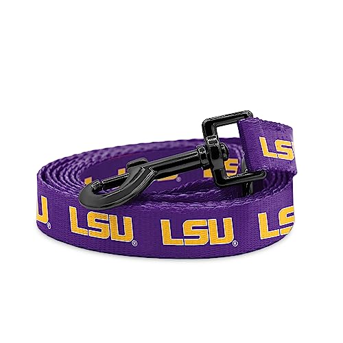 LSU Tigers Adjustable Dog Collar and 6 Ft Leash Set