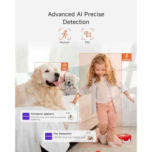 Security Camera Indoor with 32GB Card, 2.5K Baby/Dog/Pet Camera with 4X Zoom, Human/Pet/Crying Free AI Detection, 360 Pan-Tilt Motion Tracking, 4MP Night Vision, 2.4G Wi-Fi, Two-Way Audio