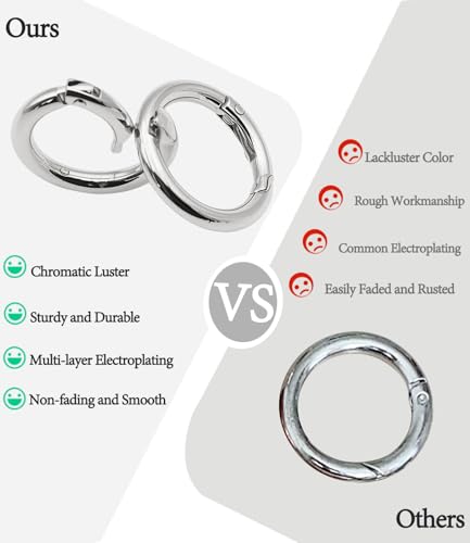 12Pcs Metal Spring O Rings Carabiner Clips - 1 Inch & 0.75 Inch