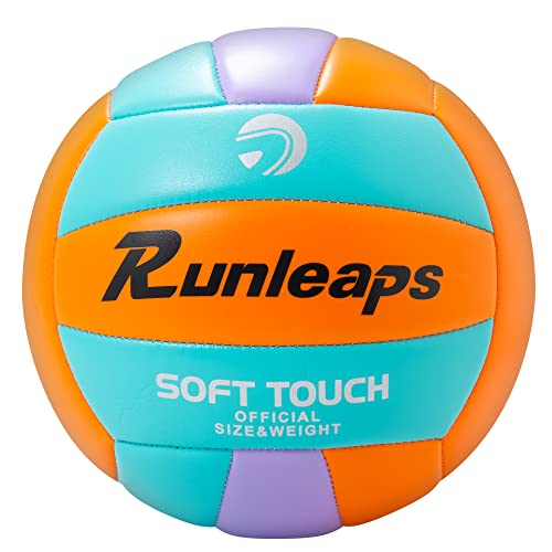 Beach Volleyball Official Size 5 PU Ball - Waterproof Indoor/Outdoor (Blue Orange) Runleaps