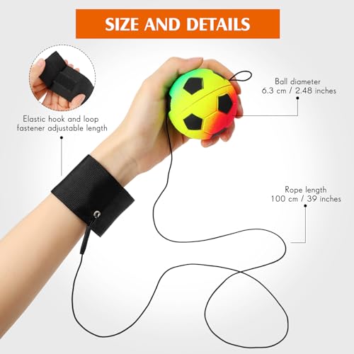 Wrist Bouncy Ball Set - 10 Rubber Balls with Adjustable Strap