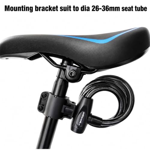 Heavy Duty Bicycle Lock Cable with Mounting Bracket & 2 Keys
