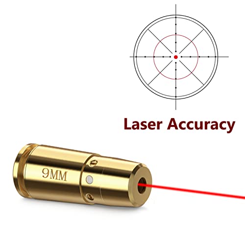 9mm Laser Bore Sight - Red Boresighter with Extra Batteries - Gold