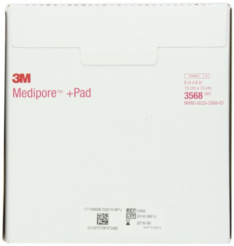 Medipore +Pad Soft Cloth Adhesive Wound Dressing 6x6in, Model 3568 - Pack of 1
