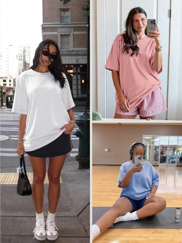 ATHMILE Womens Oversized Short Sleeve T-Shirt Top – Workout Casual Tee