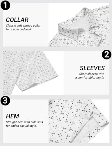 COOFANDY Men's Golf Polo Shirt Large White with Golf Clubs - Quick Dry Short Sleeve Casual Collared Shirt