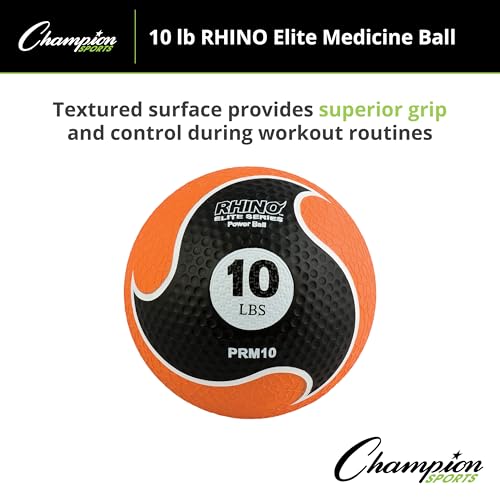 10 lb Champion Sports Rhino Elite Medicine Ball - Textured Grip