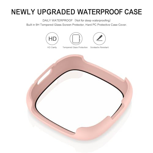 Full Protection Case for Fitbit Sense 2 & Versa 4 - 4-Pack (Transparent, Starlight, Pink, Rose Gold)