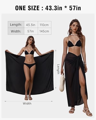 Eicolorte Womens Beach Cover Up Chiffon Sheer Bikini Swimsuit Coverup