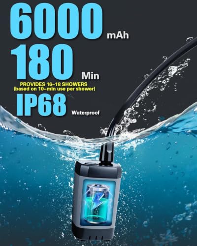 Beviliu 6000mAh Portable Camping Shower with Dual Display – Rechargeable Outdoor Shower