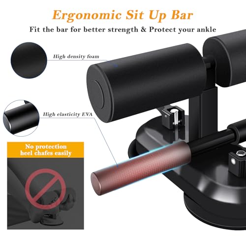Portable Sit Up Bar with Dual Suction Cups - Adjustable Foot Holder