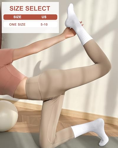 Non-Slip Pilates Socks for Women - 4 Pack, One Size - Black