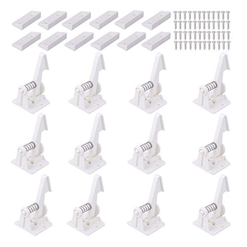 Vmaisi 12 Pack Cabinet Locks Child Safety Latches - Baby Proofing Cabinets Drawer Lock with Adhesive Easy Installation - No Drilling or Extra Screws (White)