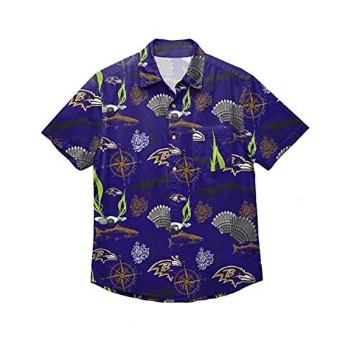 Men's NFL Baltimore Ravens Floral Aloha Button-Up Shirt - XX-Large