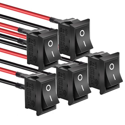 KCD1 On/Off Pre-Wired Boat Rocker Switch - 2-Pin Pack of 5