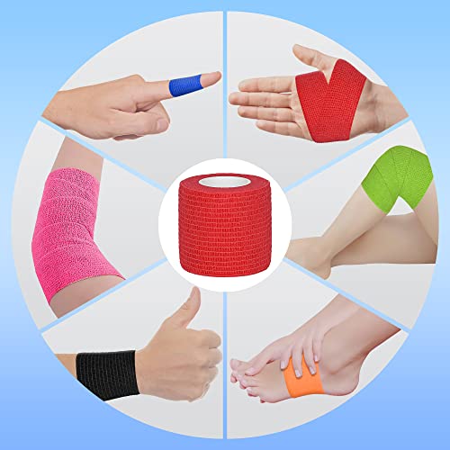 Self Adhesive Bandage Wrap - 2 Inch, 8 Rolls Rainbow Colors