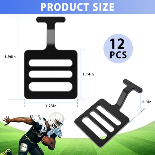 Fengone 12 Pack Shoulder Pad T Hooks 1 Inch Replacement Hooks for Football Pads Black 1"