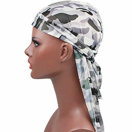 Silk Durag for Men - Long Straps, Black Color
