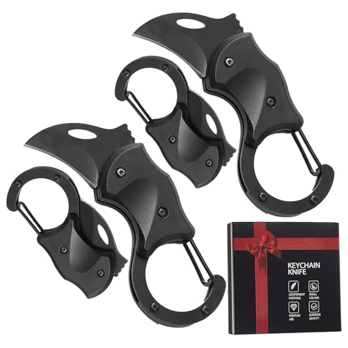 Mini Folding Pocket Knife - 2 Pack Black, Stainless Steel Blade