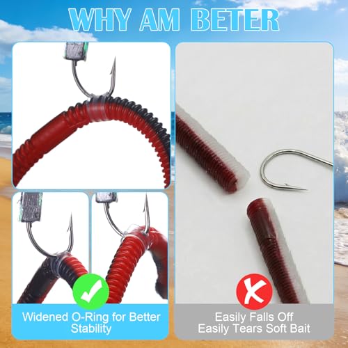 Silicone O-Rings for Worms Fishing Tackle Kit – 3 Sizes, 300 Pack