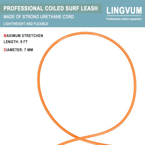 Premium Surfboard Leash - 6 to 10 ft Adjustable, 7mm TPU Cord