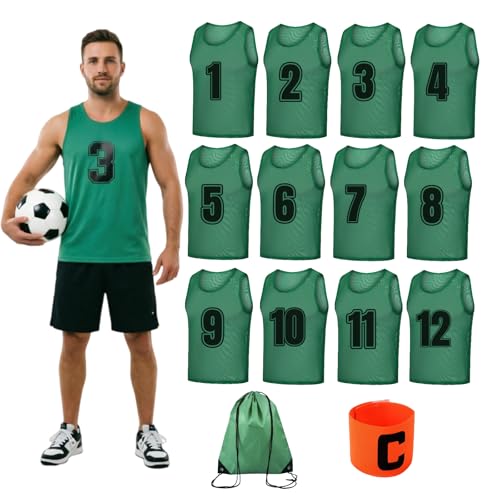 12-Pack Soccer Pinnies Scrimmage Vests with Drawstring Bag & Armband