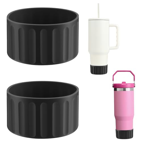 2-Pack Silicone Protective Boot for Water Bottles & Tumblers - Black