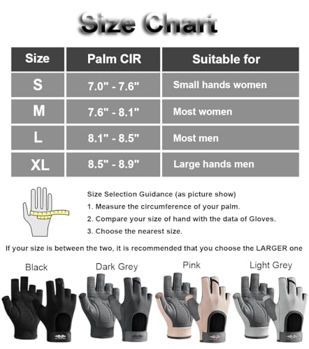 Anti-Slip Fingerless Workout Gloves - Black, Large