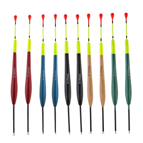 10pcs Balsa Wood Fishing Floats - Multi-Color Slip Bobbers