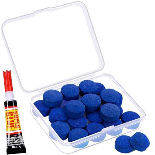 13MM Billiard Pool Cue Tips Replacement Kit with Glue - Blue