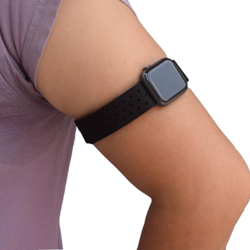 Breathable Hook and Loop Armband for Apple Watch - Black, 42mm/44mm/45mm/49mm, X-Large