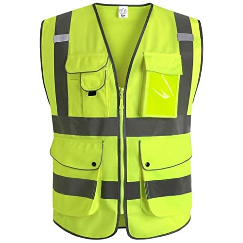 XIAKE 9 Pockets Class 2 High Visibility Reflective Safety Vest for Men Women,Meets ANSI/ISEA Standard