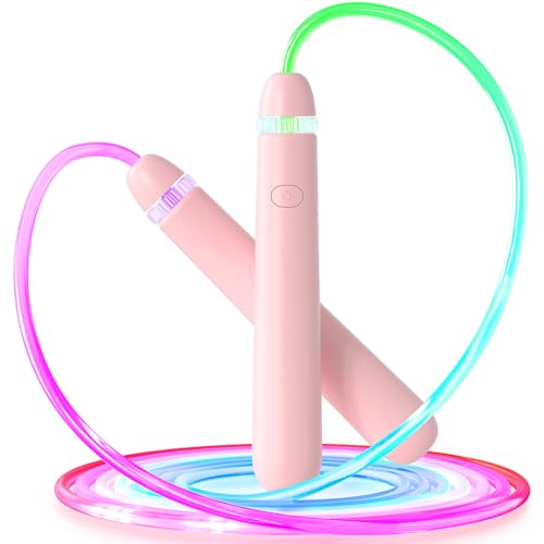 LED Light Up Jump Rope - Pink, Rechargeable, 7 Color Modes