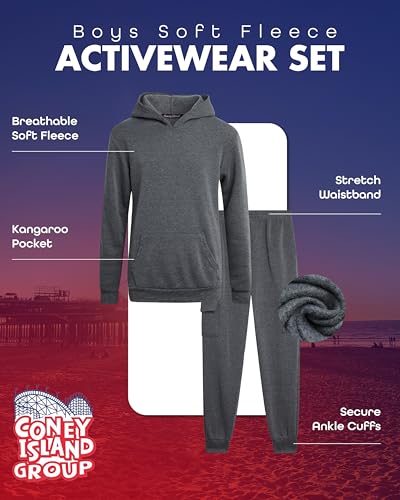 Kids Boys Fleece Sweatsuit Set Hoodie & Cargo Joggers, Activewear