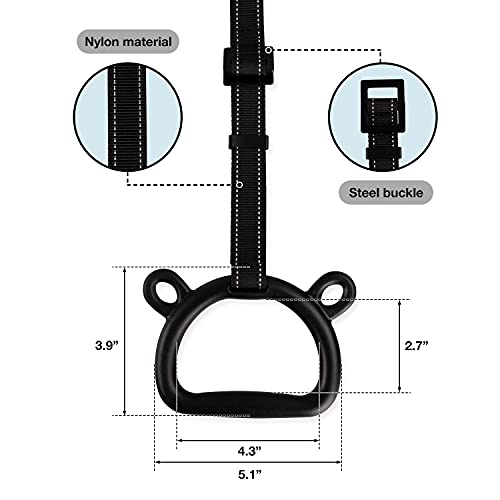 Kids Gymnastics Rings Blue-1 for Indoor & Outdoor Exercise, Adjustable Straps, 220lb Load Capacity