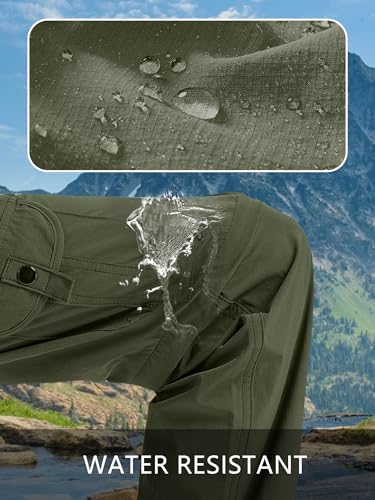 Yevtzl Boys Lightweight Cargo Convertible Hiking Pants - Army Green, Large