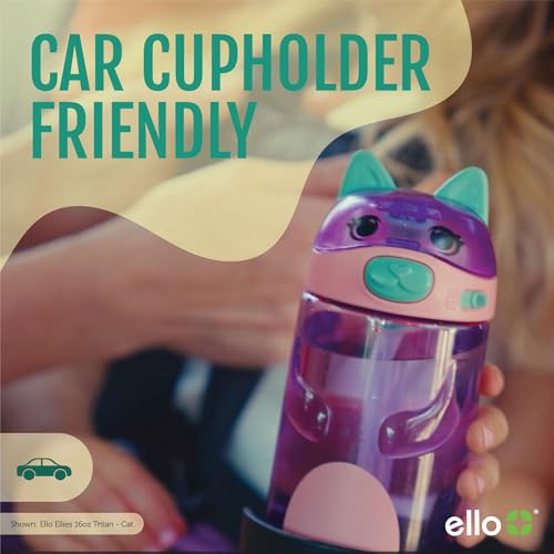 Ello Ellies 16oz BPA-Free Plastic Kids Water Bottle with Dino Design, Leakproof