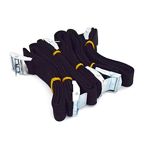 2 Ft x 1 in Adjustable Cam Buckle Tie Down Straps - Black, 6 Pcs