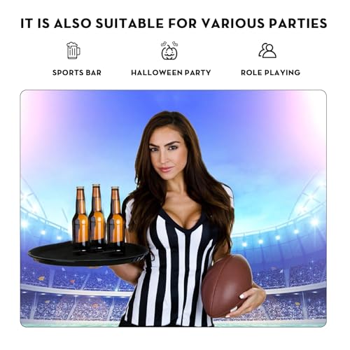 Women's V-neck Referee Shirt - Black & White Stripe Uniform