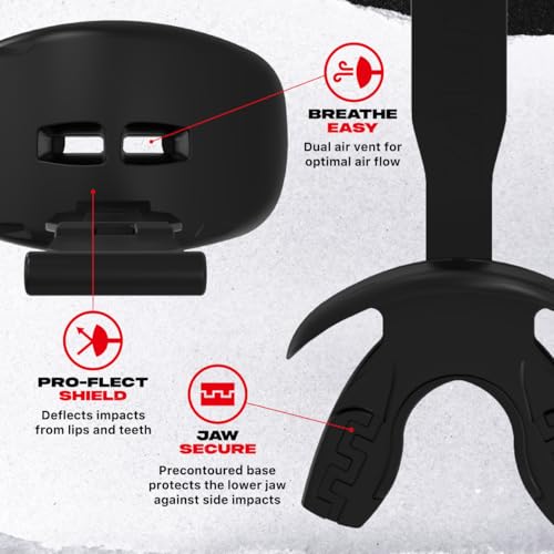 Football Mouth Guard with Connected Strap - Breathable Lip Protector