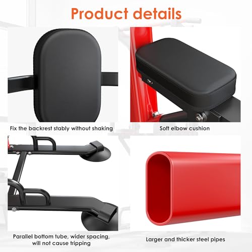 Adjustable Pull Up Bar Station Power Tower - Red Cords
