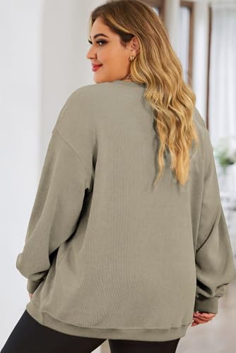 Eytino Women's Plus Size Oversized Crew Neck Sweatshirt 3X Green