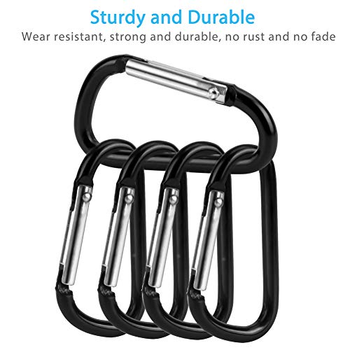 20-Piece Mini Aluminum D-Shape Carabiner Set with 10 Metal Key Rings
