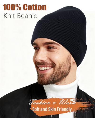ROYBENS Set of 1 Cotton Beanie - Long Knit Winter Hat for Men & Women