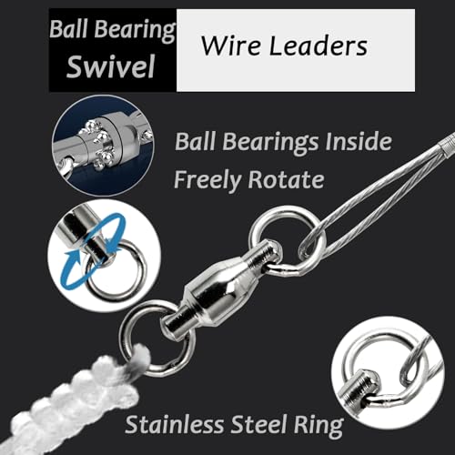 AMYSPORTS 20pcs Stainless Steel Saltwater Fishing Leaders 11.8in 50lb Heavy Wire